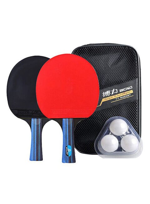 Generic 5-Piece Table Tennis Racket And Ball Set With Storage Pouch