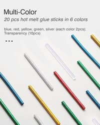 HOTO Replacement Glue Sticks, Hot Glue Sticks, Glue Gun Sticks, 5 Colors for DIY Projects and General Repairs, 5-in 20 PCS, QWRJB001