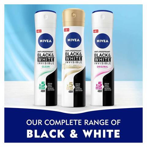 Buy Nivea Black and White Invisible Silky Smooth Deodorant for Women -  150ml Online - Shop Beauty & Personal Care on Carrefour Egypt