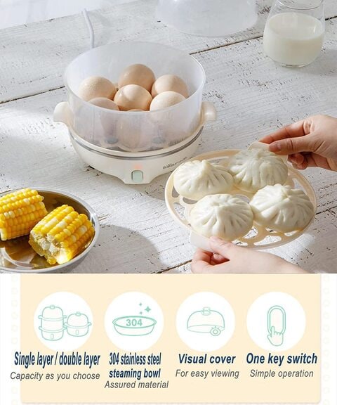  Bear Egg Cooker,14 Egg Capacity Rapid Electric Egg Cooker with Auto  Shut-Off Timer for Hard Boiled Eggs, Poached Eggs, Scrambled Eggs, or  Omelets,Single or Double Layer Use: Home & Kitchen