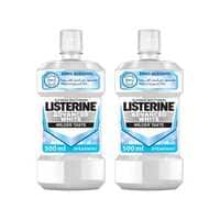 Listerine Mouthwash Advanced White Milder Taste Spearmint 500ml Pack of 2