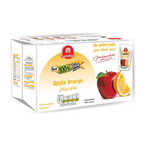 Buy Carrefour Apple Orange Juice 200ml Pack of 10 in UAE
