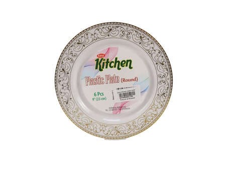 Easy Kitchen Plastic Plate Round 6 Pcs