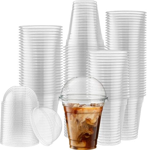 Clear plastic party cups with clearance lids