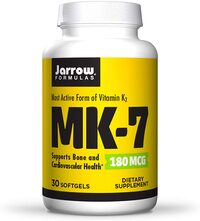 Jarrow Formulas Mk-7 180 Mcg, 30 Softgels, Superior Vitamin K Product For Building Strong Bones, Supports Heart &amp; Cardiovascular Health, 30 Servings