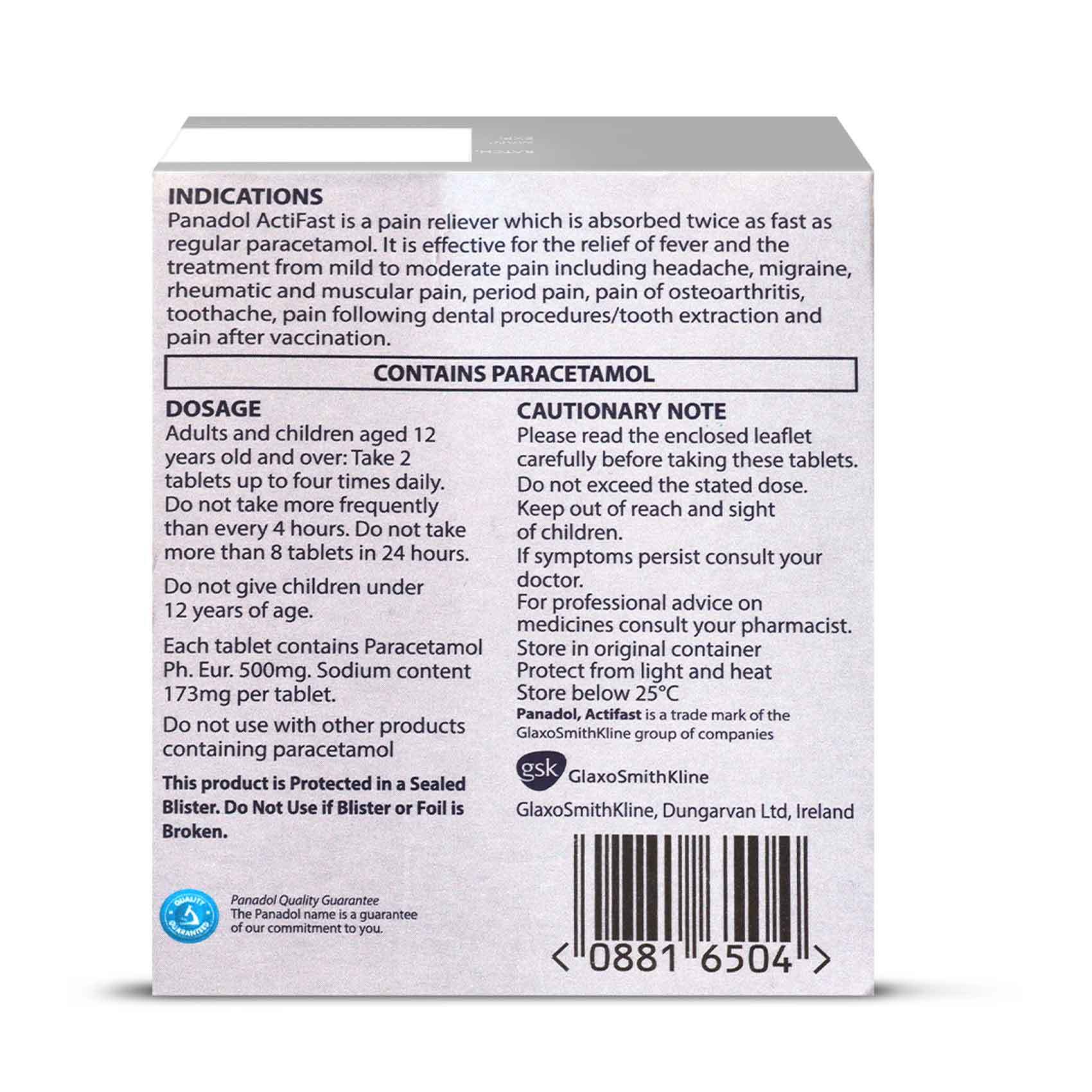 Buy Panadol Actifast 20 Tablets Online Shop Health Fitness On Carrefour Uae