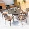 Yulan 7-Piece Outdoor Furniture Dining Set, All-Weather Cast Aluminum Patio Conversation Set, Include 6 Chairs And A Round Table With Umbrella Hole For Balcony Lawn Garden Backyard (B) 603
