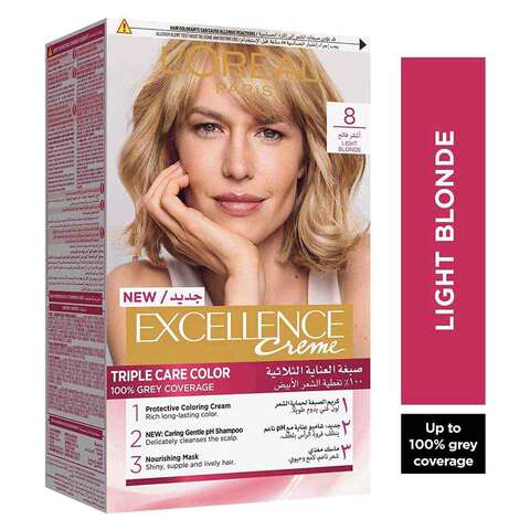 Buy L'Oreal Paris Excellence Creme Hair Color - 8 Light Blonde Online -  Shop Beauty & Personal Care on Carrefour Egypt