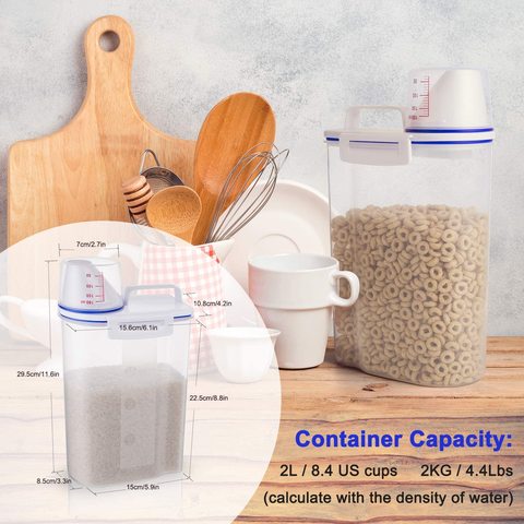 ZENHOME Rice Storage Bin Cereal Containers Dispenser Kitchen Food Grain Rice Container with BPA Free Plastic