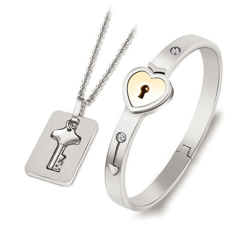 Lock and key necklace deals and bracelet