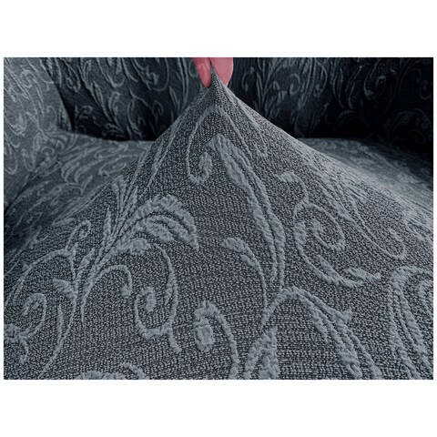 Woven Jacquard Stretch Fit Dining Chair Cover Grey