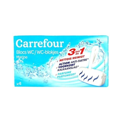 Carrefour 3-In-1 Toilet Rim Block Marine 38g Pack of 4