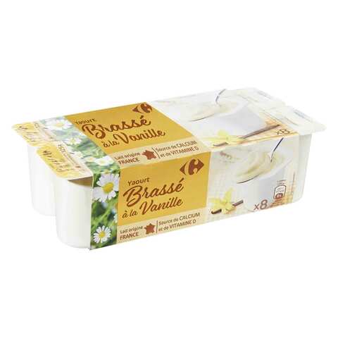 Carrefour Stirred Vanilla Yoghurt 125g Pack of 8