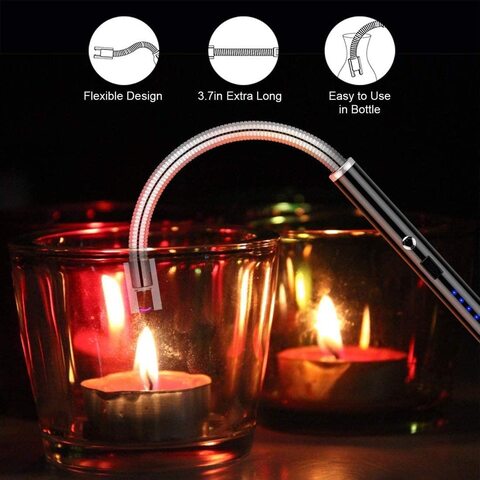 Uaejj Electric Arc Lighter, Plasma Lighter Flameless Windproof USB Rechargeable For BBQ Gas Stove Candle Fireworks Black A, Arcl001