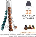 اشتري Lushh Coffe Capsule Holder, Tower Stand for 32 Nespresso Capsule , Coffee Pod Storage Holder - Silver في الامارات