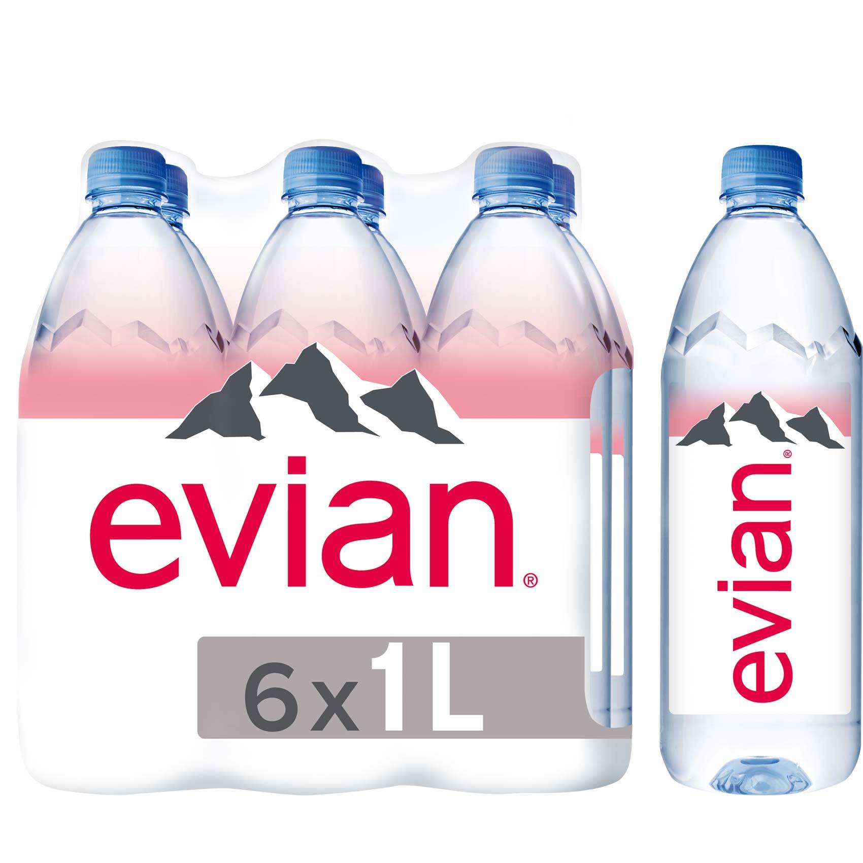 Buy Evian Natural Mineral Water 1L, Pack of 6 Online Shop Beverages