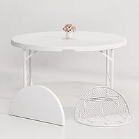Yulan Outdoor Round Folding Table Outdoor Folding Utility Table White Commercial Banquet Picnic Tables For Outdoors Weddings Cocktail Parties Patios, Zy135-0375