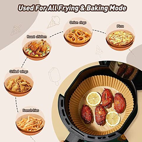 Air fryer Disposable Parchment paper liner plate, Non-Stick Multi use for  Frying, Air Fryer, Microwave, Oven, 50 Plates, Size:16cm: Buy Online at  Best Price in UAE 