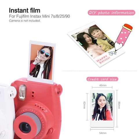Fujifilm-Instax Mini 10 Sheets White Film Photo Paper Snapshot Album Instant Print for  Instax Mini 7s/8/25/90/9