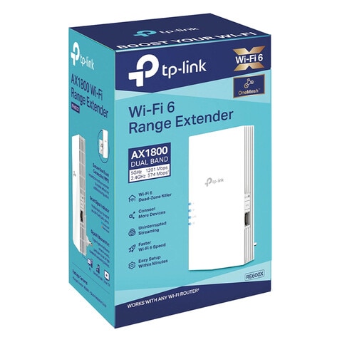 تي بي لينك موسع شبكة  Wi-Fi 6 ثنائي RE600X AX1800 - أبيض