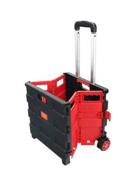 Generic - Foldable Shopping Trolley Crate Black/Red/Silver 25kg