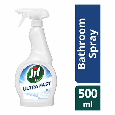 Jif Ultra Fast Cleaner Spray With Powerful Deep Cleaning Molecules For Bathroom Fast &amp; Easy Clean In 10 Seconds 500ml