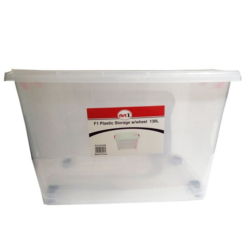 First1 Plastic Storage Box With Wheel Clear 130L