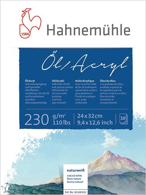 Hahnemuhle Oil &amp; Acrylic Paint Board: Oil &amp; Acrylic 230 gsm (Block) 24cm x 32cm