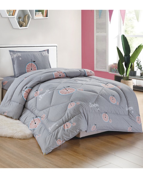 Sleep Night 3 Pieces Kids Medium Filling Printed Comforter Set, Single Size  160 X 210cm Bedding Set For Girls And Boys, MultiColor