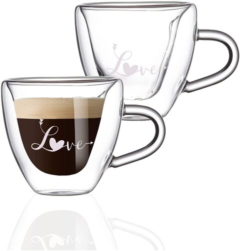 Double Wall Coffee Mug Creative Cute Espresso Cup for Tea Hot Beverage Juice