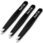 Buy Slant Tweezers Set Anntuk Premium Stainless Steel Slant Tips Tweezers, Black, 3 Pcs in UAE