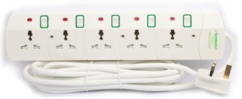 Terminator 5 Way Universal Power Extension Socket With 13A Plug And 5M Esma Approved