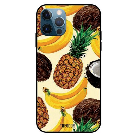 Theodor Apple iPhone 12 Pro 6.1 Inch Case Banana Pineapple Coconut Flexible Silicone Cover