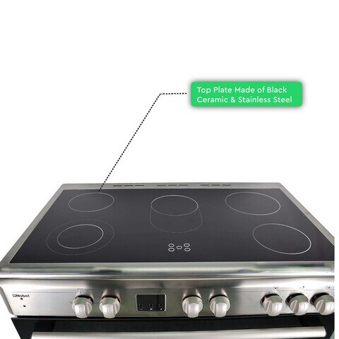 Nobel Ceramic Cooker Stainless Steel 90X60 5 Ceramic Hobs Glass Top With Stainless Steel Frame Electric Oven Turkey NGC90VTC (Basic Installation Included)