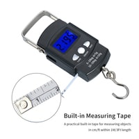 Generic-Pocket Scale Backlit LCD Screen Weighing Scale Portable Electronic Balance Digital Fish Hook Hanging Scale Fishing Scale with Measuring Tape Ruler Mini Luggage Scale for Fishing Postal Kitchen