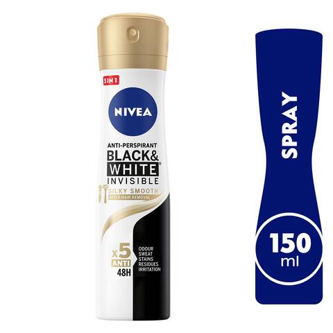 Nivea Invisible Black &amp; White Silky Smooth Spray Deodorant - 150 ml