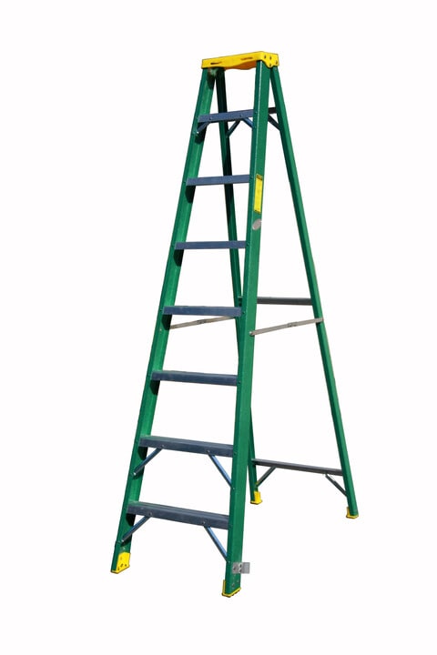 Penguin - Fibreglass Single Sided Ladder-Plastic Top: Step 8, 2.3m