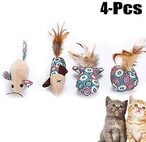 اشتري Generic Cat Toys - New Mouse Fish Ball Feather Toys For Cat Funny Cat Teaser Scratcher Interactive Toy Kitten Play Toys Pet Products 4Pcs/Set (Brown) في الامارات