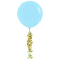 Creative Converting Baby Shower Decor Boy Latex Balloon with Tassel- 36-Inch Size- Blue