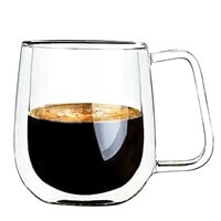 LIIYNG Double Wall Glass Coffee Mugs with Handle 200ML,Clear Heat-resistant Glass Coffee Mugs for Cappuccino Cups,Espresso Cups,Tea Cups,Latte Cups,Glass Beverage