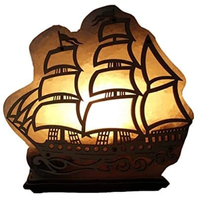 HIMALAYAN SALT - Sindabad boat style lamp wooden design