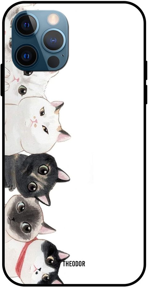 Theodor - Apple iPhone 12 Pro Max 6.7 Inch Case Cute Cats Flexible Silicone Cover