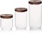 Star Cook 3Pcs Glass Food Storage Jars with Wood Lid , Glass Storage Containers with Good Sealing, Different Sizes Coffee Container for Kitchen Counter, Pantry, Tea, Sugar, Flour (3PCS SET)