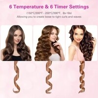 USB Rechargeable Portable Automatic Rotating Hair Styling Curler Tool Silver/Pink 20cm