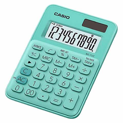 Casio MS 7UC GN Mini Desk Calculator Green 1 Piece