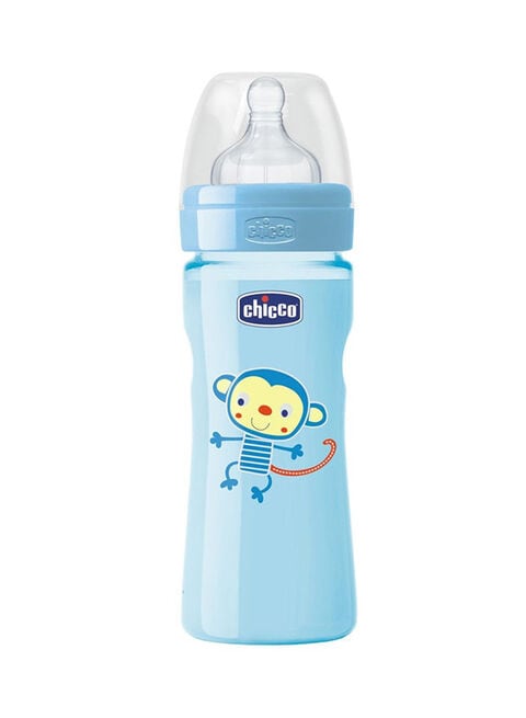 Buy Chicco Well Being Feeding Bottle Blue 250ml in Saudi Arabia