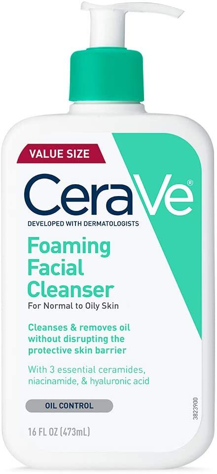 Cerave Cerave Foaming Facial Cleanser, Makeup Remover And Daily Face Wash For Oily Skin, 16 Fluid Ounce