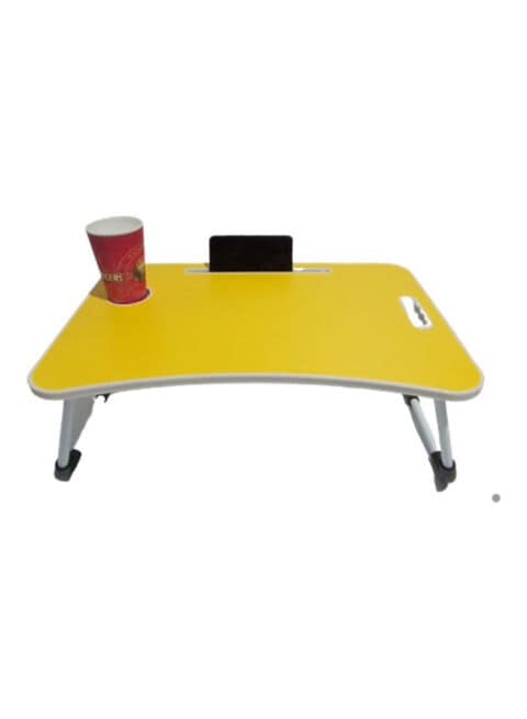 Generic Foldable Laptop Table With Cup Holder Yellow 60 x 40cm