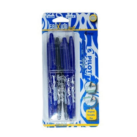 Pilot Frixion Clicker Rollerball Pen Blue and Black 0.7mm 6 PCS