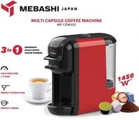 Mebashi Japan 3-In-1 Multi Capsule Coffee Machine With Capsules, Me-Cem302, Black